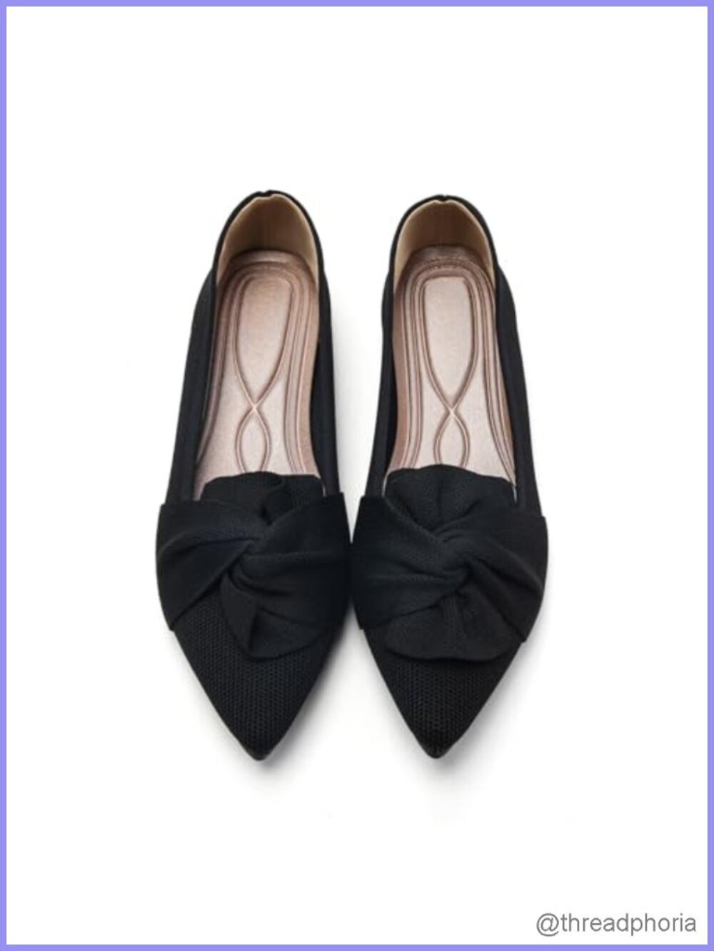 Pointed Toe Ballet Flats Cushioned Sole Comfort Walking Shoes